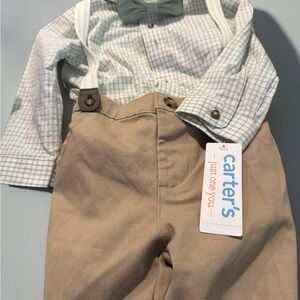 Carter's Plaid Shirt and Tan Pants Set